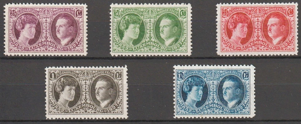 == LUXEMBOURG. 5 timbres** YT 187/91 75 ans du 1er timbre luxembourgeois == - Photo 1/1