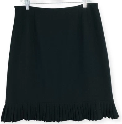 Falda Negra Para Mujer Talla 10 Hasta la Rodilla Elegante Plisada Dobladillo Inferior Traje Estudio Foto 1 de 4