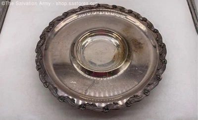 Soporte para pasteles de comida ornamentado de cobre plateado marcado de 5,3 lb Foto 1 de 4