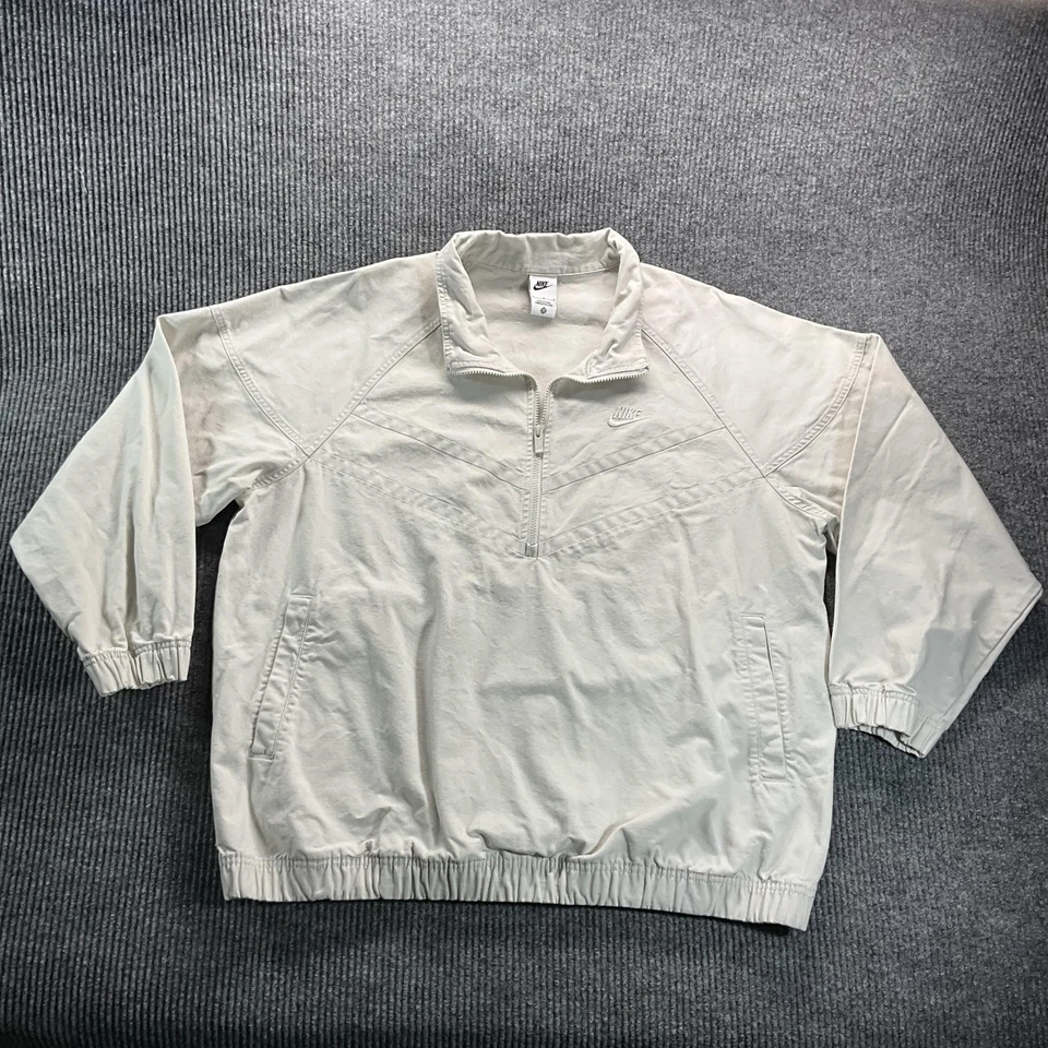 Chaqueta Nike Para Hombre Grande Beige Cuarto Cremallera Pullover 100% Algodón DX0696-072 Foto 1 de 4
