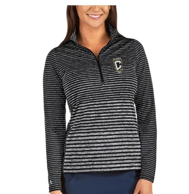 Chaqueta Pullover Para Mujer Antigua Jaspeada Negra Columbus Crew Pace Media Cremallera Talla L Foto 1 de 4
