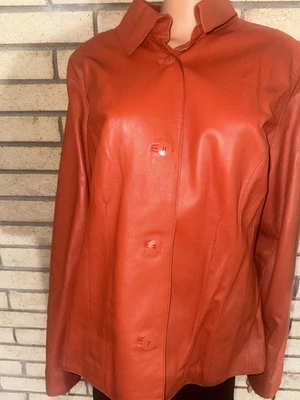Chaqueta de cuero vintage Lane Bryant naranja con botones talla 18/20 Foto 1 de 4