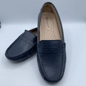 Beauseen Leather Penny Loafer Driving Moccasin Womens Size 11 Navy Blue NWOB - Picture 1 of 9
