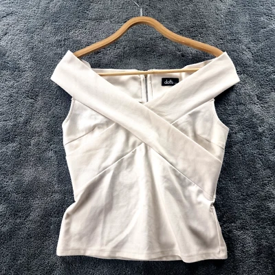 Nuevo Top DOTTI Mujer Talla S Marfil Elastizado Tejido Fuera del Hombro Foto 1 de 4