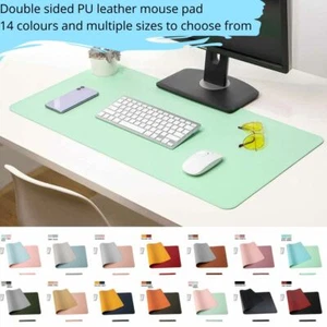 Desk Mat Non / Anti Slip PC Mouse Pad Gaming Laptop Computer 2 Sided PU Leather - Picture 1 of 26