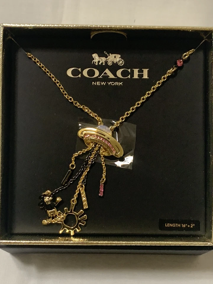 Coach C7787 DISNEY Mickey Mouse X Keith Haring UFO Necklace Gold