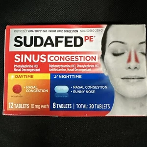Sudafed Day Plus Night Sinus Congestion 12 Daytime & 8 Nighttime Tablets 20 ct - Picture 1 of 2