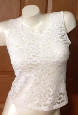 Papillon Blanc White Lace Square Neck See Through Camisole Size P - Image 1 of 4