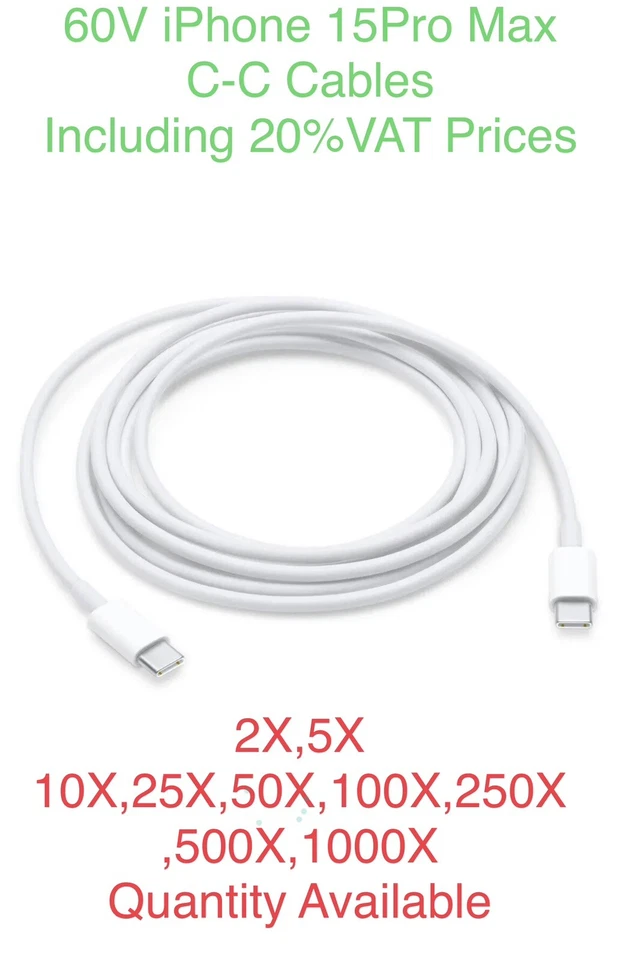 100X USB C to C Cable Fast Charging Lead 60W PD Type-C iPhone iPad Data Sync - Image 1 of 1