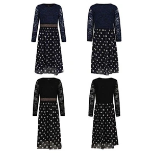 Girls Maxi Dress Kids Long Sleeve Holiday Abaya Islamic Top Polka Dot Eid Party - Picture 1 of 7