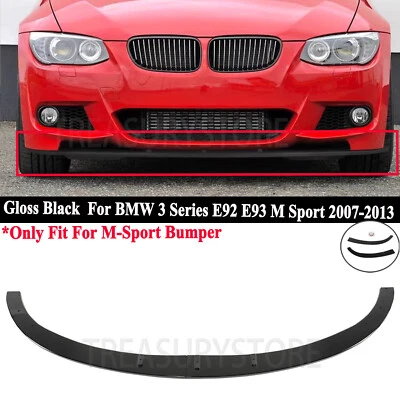 For BMW 3 Series E92 E93 M Sport 2007-2013 Gloss Black Front Bumper Lip Splitter - Image 1 of 4