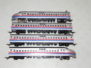 Model Power HO Amtrak High Speed 4 Piece Passenger Train RUNS WELL