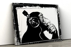 Banksy DJ Mono Lona Blanco y Negro Famoso Arte Pared Impresión Varios Tamaños Regalo - Imagen 1 de 1