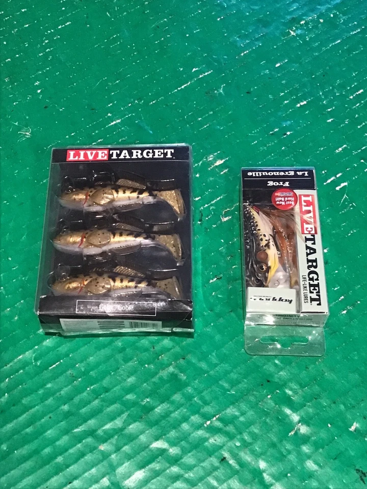 Lot of 2 Koppers Live Target Walking Frog Lure 3” & 3 PK Goby Swimbait - Image 1 of 4