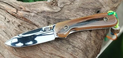 Custom Klapp Taschen Jagdmesser 3,5" 440C Germany Rostschutz, Liner Lock, Horn - Bild 1 von 4