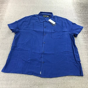 Nat Nast Shirt Mens 2XL XXLButton Up Silk Lone Wolf Embroidery Car Hawaiian A342 - Picture 1 of 14