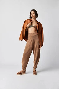 Free People x Zulu & Zephyr Almond Cotton Blend Knit Pants Size 8 - Picture 1 of 10