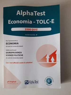 ALPHA TEST ECONOMIA - TOLC-E - 3500 QUIZ - COME NUOVO - Immagine 1 di 3