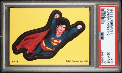 1981 Topps Superman II #18 Superman Sticker DC Comics Gem Mint PSA 10 (POP 2) - Image 1 of 3