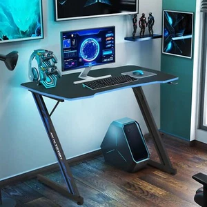 35" 39" 47" Z-Shaped Gaming Desk Home Office Computer Table Workstation Blue - Picture 1 of 10