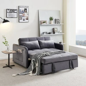 Matilda Velvet Sofa Bed with Reclining Backrest 2 Pillows & USB Cable - Picture 1 of 8