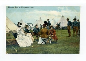 Postal Camp Nantasket, (Fort Revere) Hull MA 1907, mujeres soldados visitantes - Imagen 1 de 2