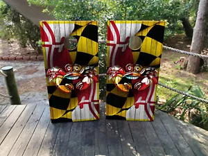 WATERPROOF Maryland Crab Flag Cornhole Board Wraps / Cornhole Decals - Picture 1 of 6