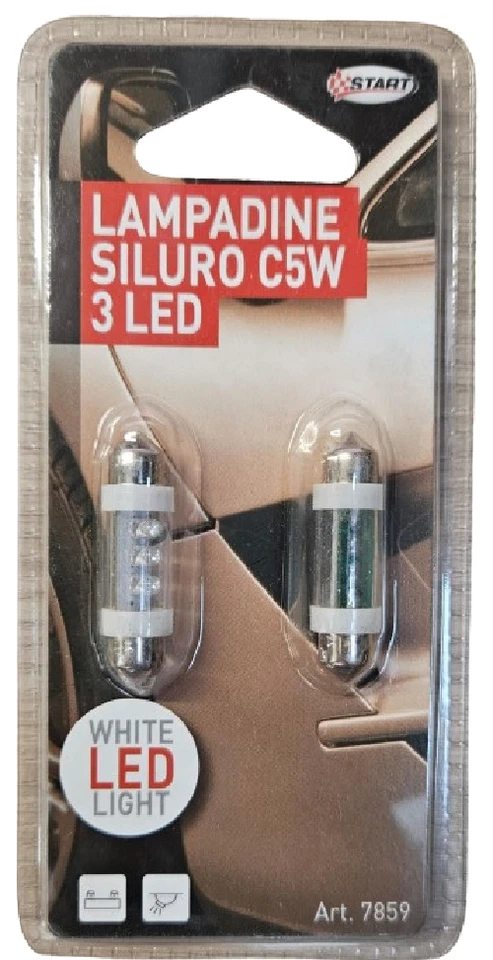 START COPPIA LAMPADINE SILURO C5W 3 LED 12V 5W - Immagine 1 di 2
