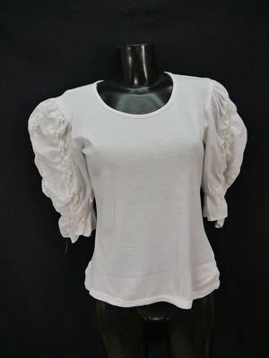 Gr.38 Trachtenbluse C&A Landhaus weiß Baumwolle Modal mit Spitze Bluse TB3030 - Bild 1 von 4