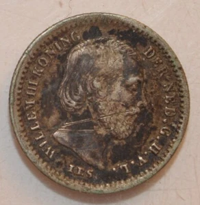 1887 Netherlands 5 Cents scratches - Picture 1 of 2