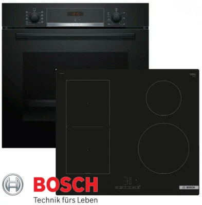 Bosch Induktion Herdset Autark Backofen Schwarz 3D  Kochfeld Induktion CombiZone - Bild 1 von 4