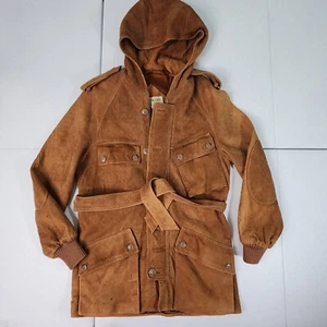 Vintage/Water Spots Outrigger Fine Clothing Men 40 Suede Hood Coat/Parka Jacket - Picture 1 of 23