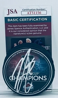 Nazem Kadri Firmado Colorado Avalanche 2022 Stanley Cup Champs Puck JSA Foto 1 de 2