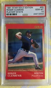1991 Star Gold Edition Roger Clemens Playoff Stats # 65 PSA 10 GEM MT / POP 2 