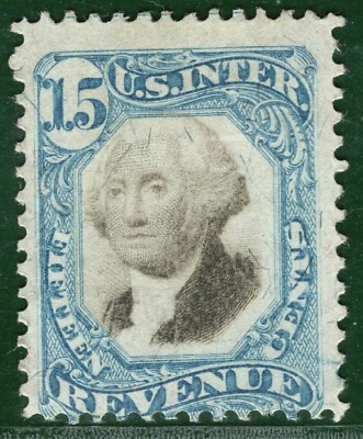 USA Classic Revenue Stamp Scott.R110 15c Blue & Black (1871) Mint MNG ORANGE436 - Image 1 of 4