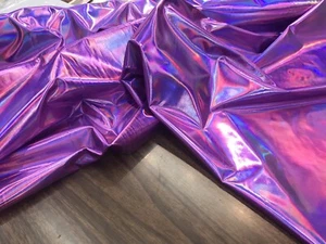 LAVENDER REFRACTIVE HOLOGRAM VINYL FAUXLEATHER-4 WAY STRETCH DANCE WEAR SPANDEX - Picture 1 of 1