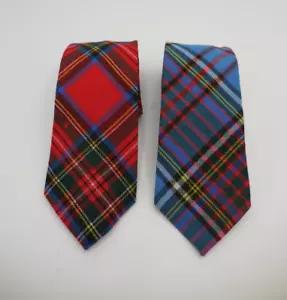 2 Vintage Schottland Wollkrawatte blau Anderson rot Stewart Royal - Bild 1 von 5
