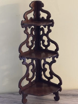 Vintage Victorian Style Scroll Fretwork Corner Wood Wall Shelf Ornate - Image 1 of 4