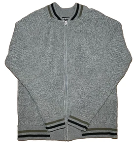 Express Men's Gray Speckled Zip Front Cardigan - Pockets - Large - Picture 1 of 7