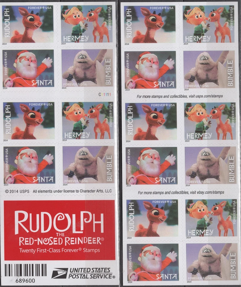 SC# 4949b (4946-49) – 2014 - Christmas-Rudolph the Red-Nosed Reindeer Pane of 20 - Image 1 of 1