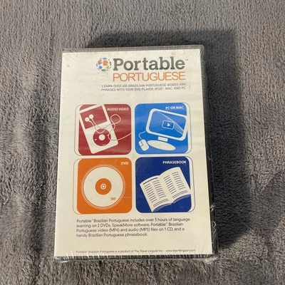 Portable Portuguese for DVD, iPod, Mac & PC:  2 DVDs & CD - Brand New - RARE - Image 1 of 2