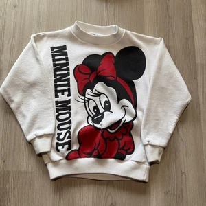 Youth Kids Vintage 80's Minnie Mouse White Crewneck Pullover Sweatshirt Sz Small - Picture 1 of 7