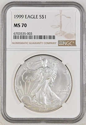 1999 Bullion Silver Eagles NGC MS-70 Foto 1 de 2