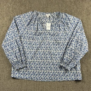 J Crew Damen L bedrucktes Künstler Top Popover Langarm V-Ausschnitt Paisley Blumen - Bild 1 von 7