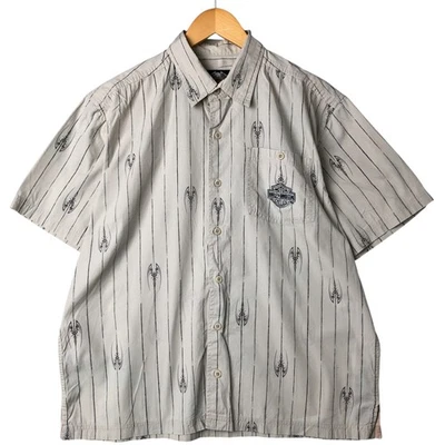 Б/у рабочая рубашка Harley-Davidson в полоску с узором короткий рукав мужская размер L - Изображение 1 из 4