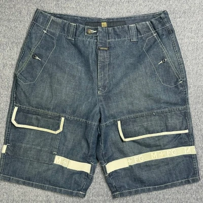 VNTG MARITHE FRANCOIS GIRBAUD Denim Cargo Shorts Shuttle Tape Mens 40 Read - Image 1 of 4