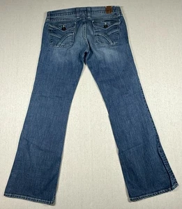 Lucky Brand Jeans Women 12 (32x32) Lil Maggie Distressed Bootcut Button Fly Boho - Picture 1 of 11