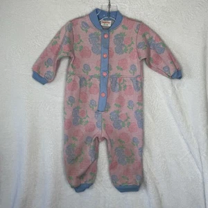 Vintage Health-Tex Pink Floral One Piece Romper Baby Size 24 Months - Picture 1 of 15