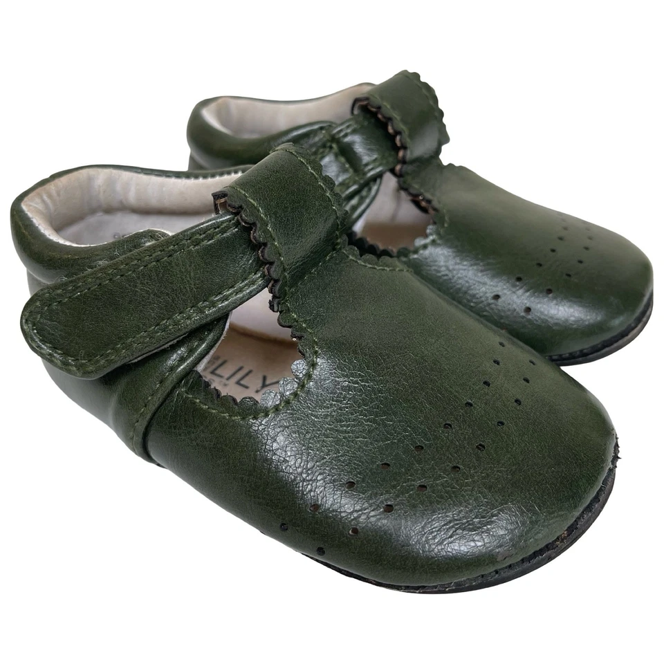 Jack and Lily My Mocs Green Leather Mary Jane Shoes Baby Toddler 18/24 Months - Image 1 of 4