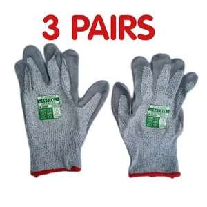 CUT RESISTANT LEVEL 3 WORK GLOVES THORN PROOF GRIP PROTECTION BUILDERS 3 Pairs - Picture 1 of 5
